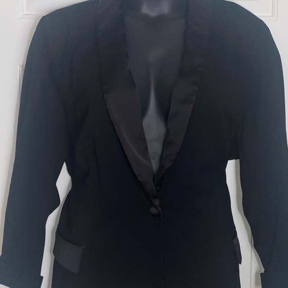 Plus Size Satin Trim Blazer - Picture 3 of 3